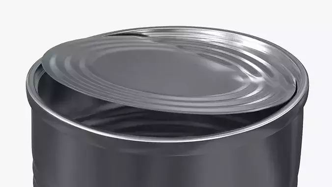 Crumpled Tin Food Can Used Silver 3D model 5