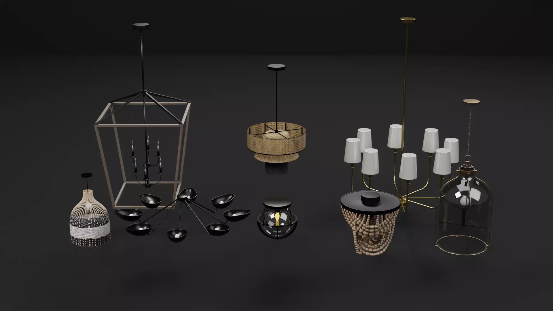 Modern Ceiling Light and Pendant Collection 01 Low-poly 3D model