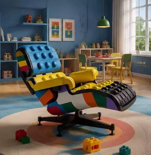 Colorful Building Block Lounge Chair 3D model 4