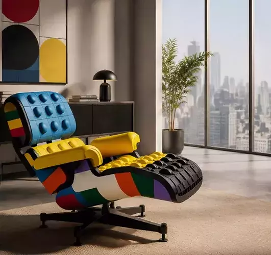 Colorful Building Block Lounge Chair 3D model 3