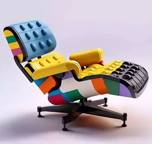 Colorful Building Block Lounge Chair 3D model