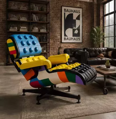 Colorful Building Block Lounge Chair 3D model 5