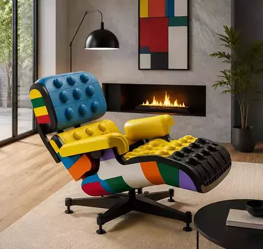 Colorful Building Block Lounge Chair 3D model 2