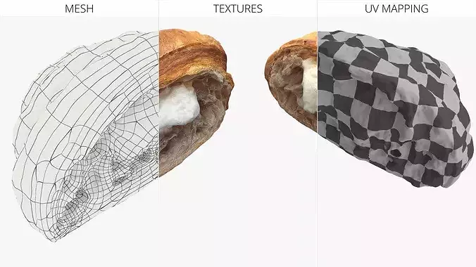 Cross-Section of Filled Croissant 3D model 6