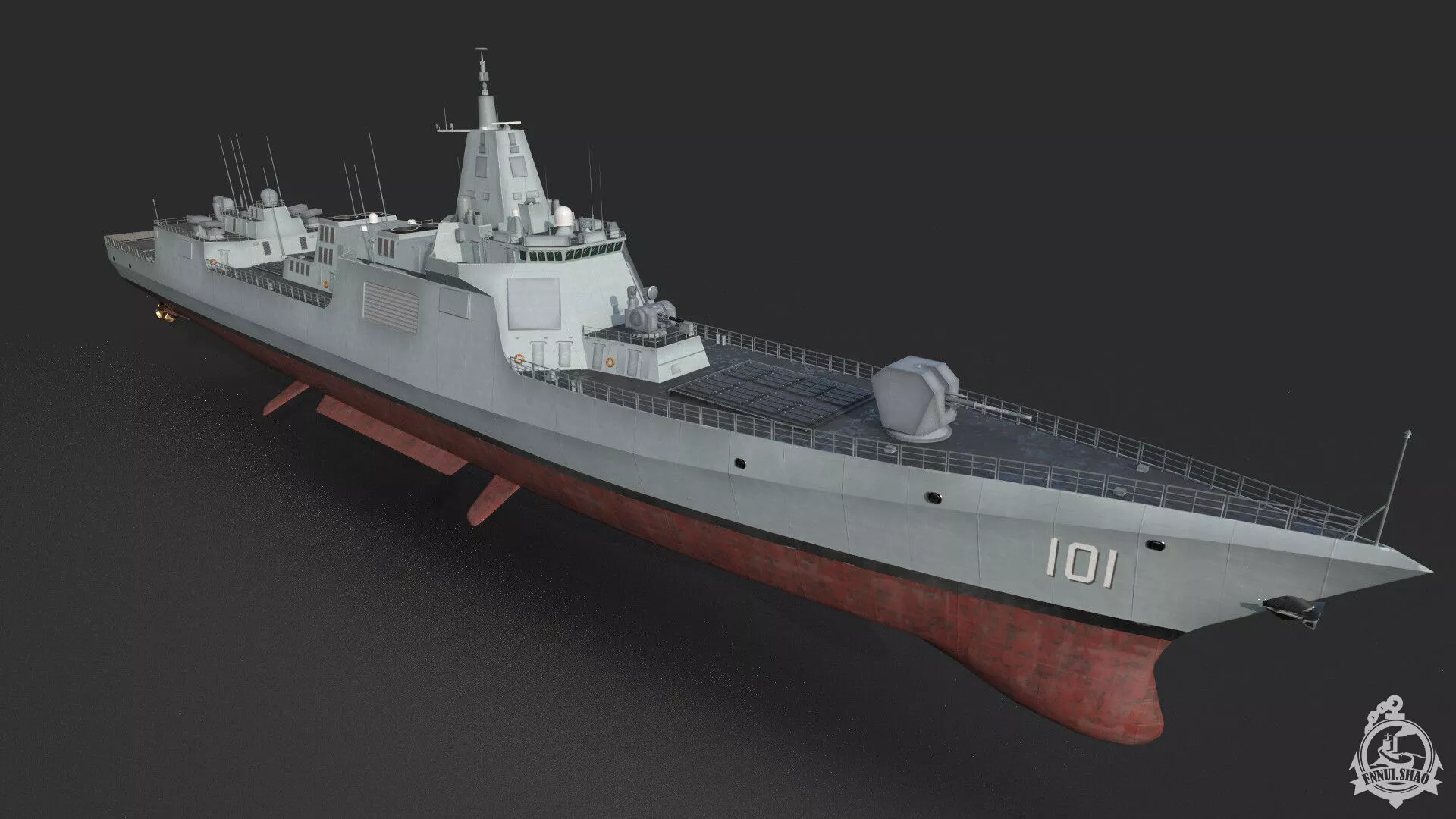Type 055 destroyer gameready Low-poly 3D model