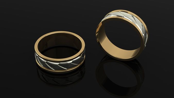Ring two gold and silver rings 3D print model