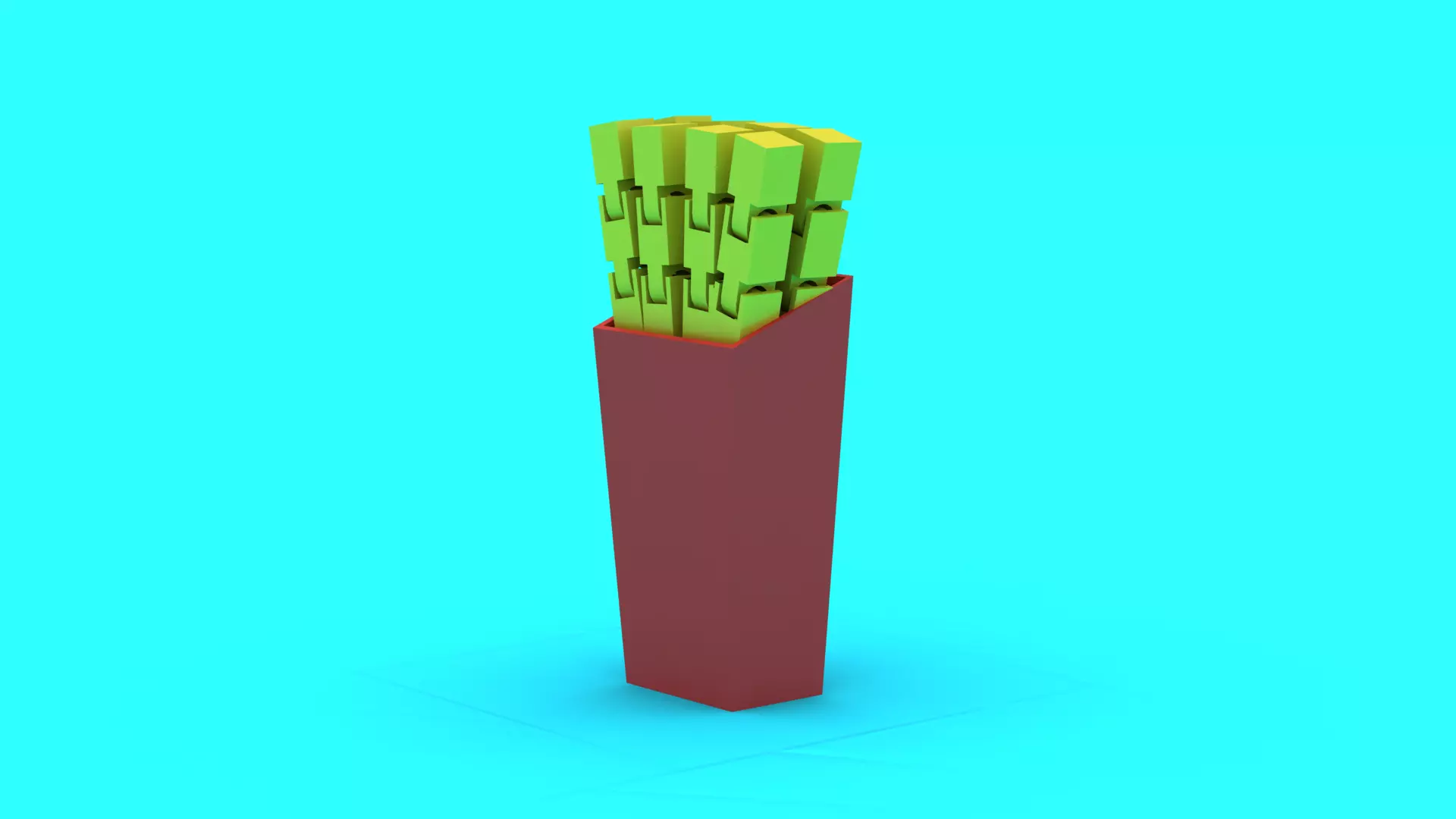 Low Poly Stylized Bamboo Plant in Square Pot 3D print model