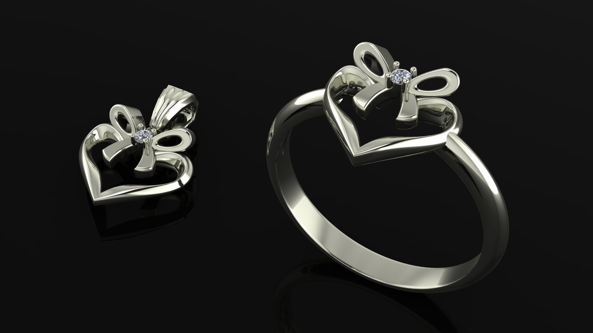 Hearts set 011 3D print model_3