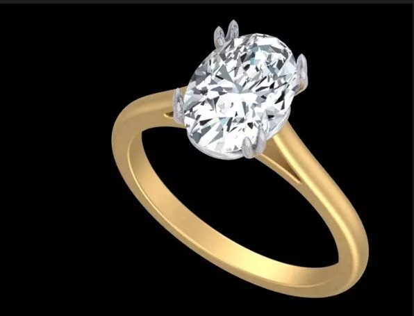 Oval Cut Floral Basket Solitaire Engagement Ring Free 3D print model