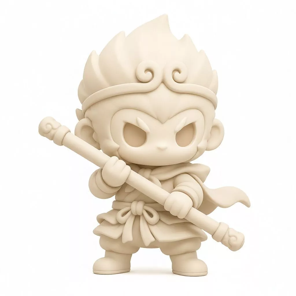 Cute Chibi Wukong with Power Staff 3D print model