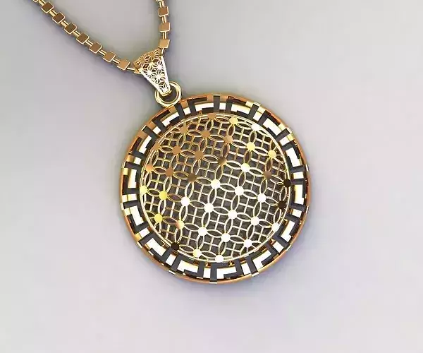 P028 Dome-Filigree-Greek-Key-Pendant 3gm