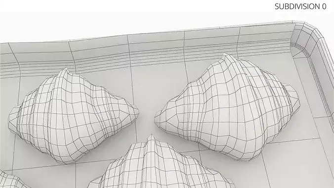 Fresh Baked Croissant in Metal Tray 3D model 6