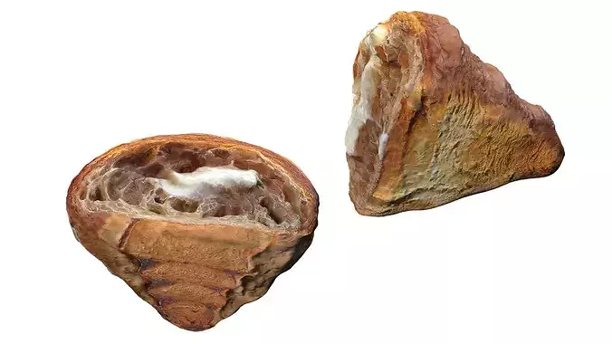 Split Croissant with Custard Inside 3D model 5