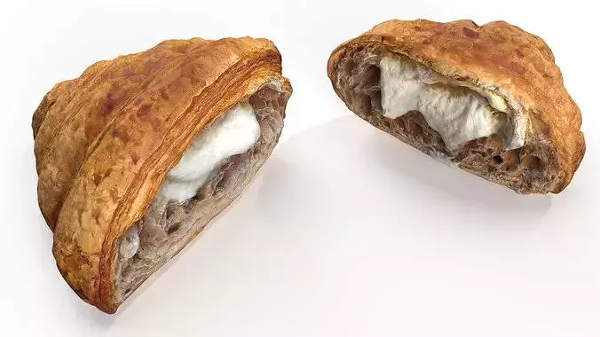 Split Croissant with Custard Inside 3D model