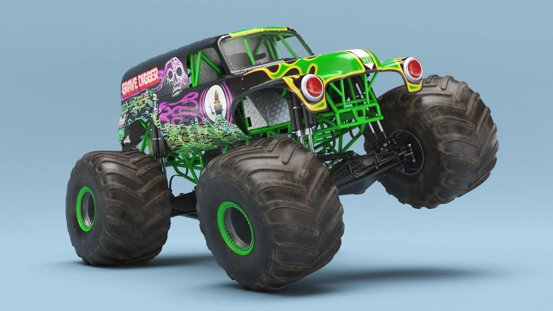 Grave Digger Monster Truck Rigged 3D model