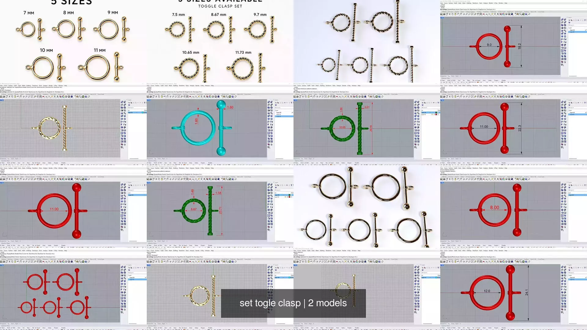 set togle clasp 3D Model Pack