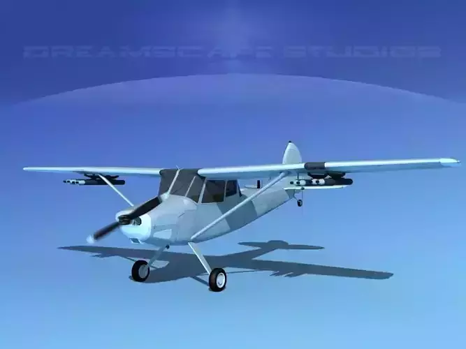 Cessna O-1E L-19 Bird Dog Bare Metal 3D model