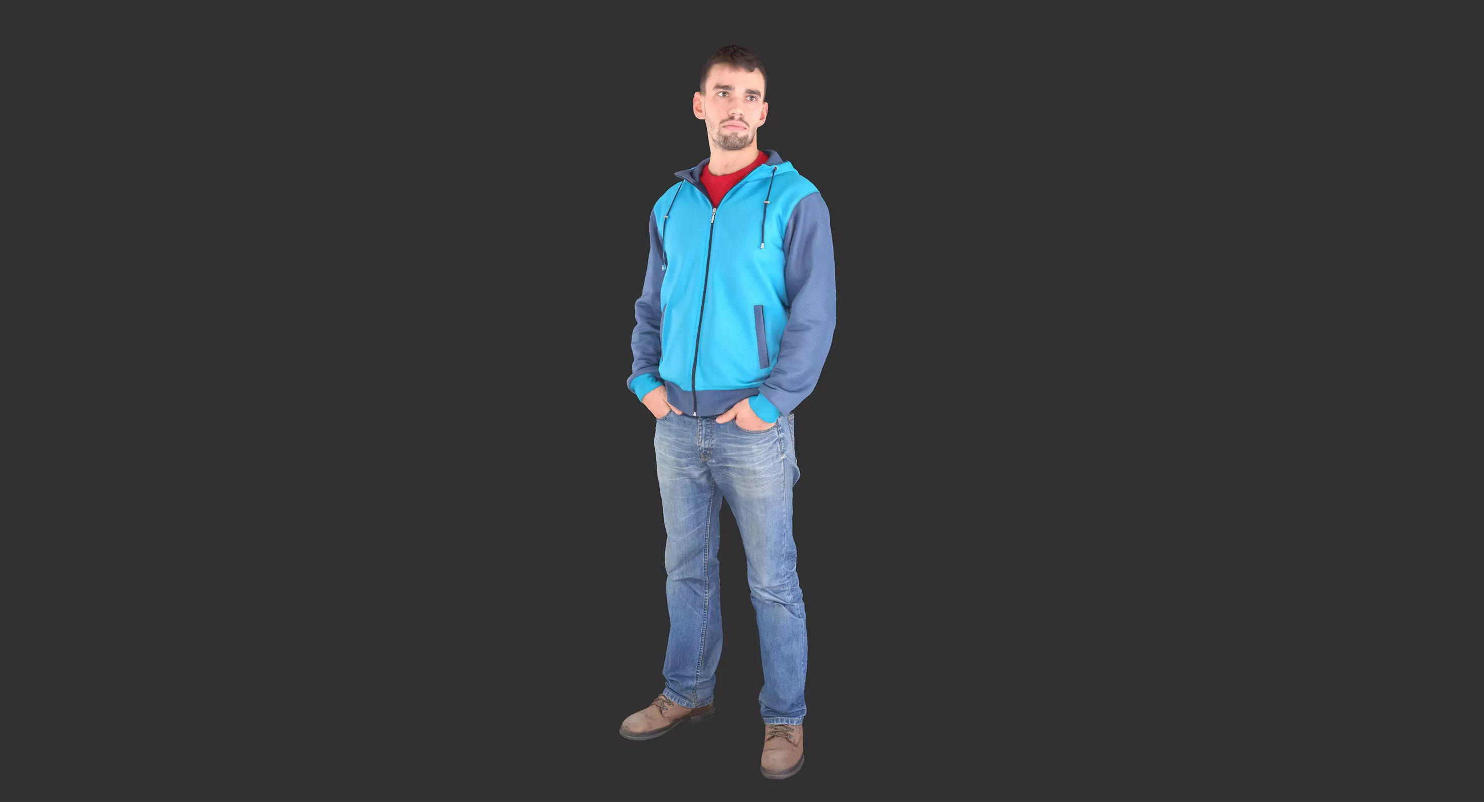 Casual Man in a sweatshirt Low-poly 3D model_0