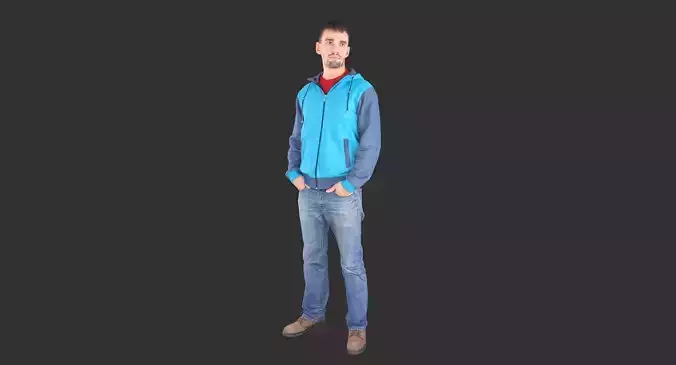 Casual Man in a sweatshirt Low-poly 3D model