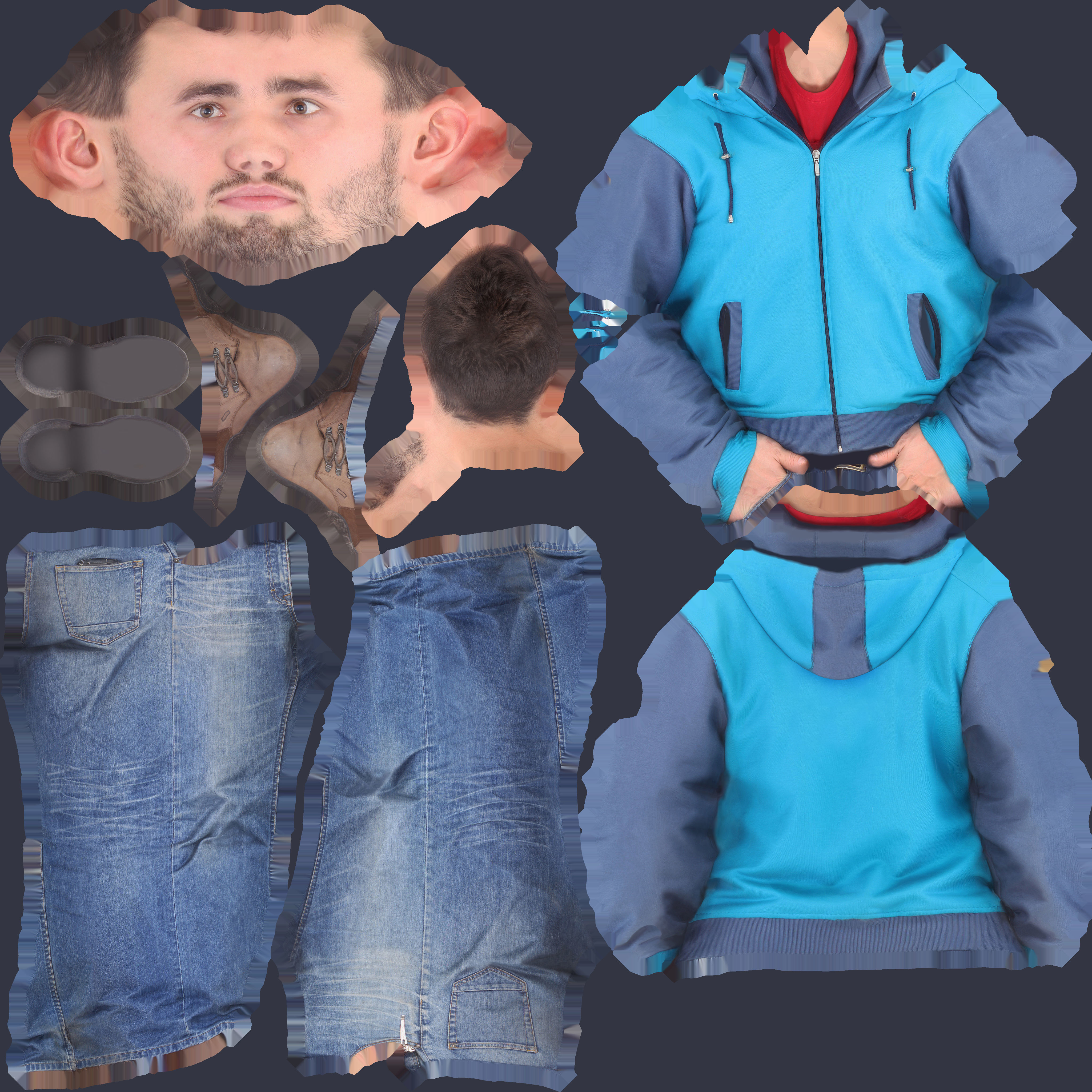 Casual Man in a sweatshirt Low-poly 3D model_1