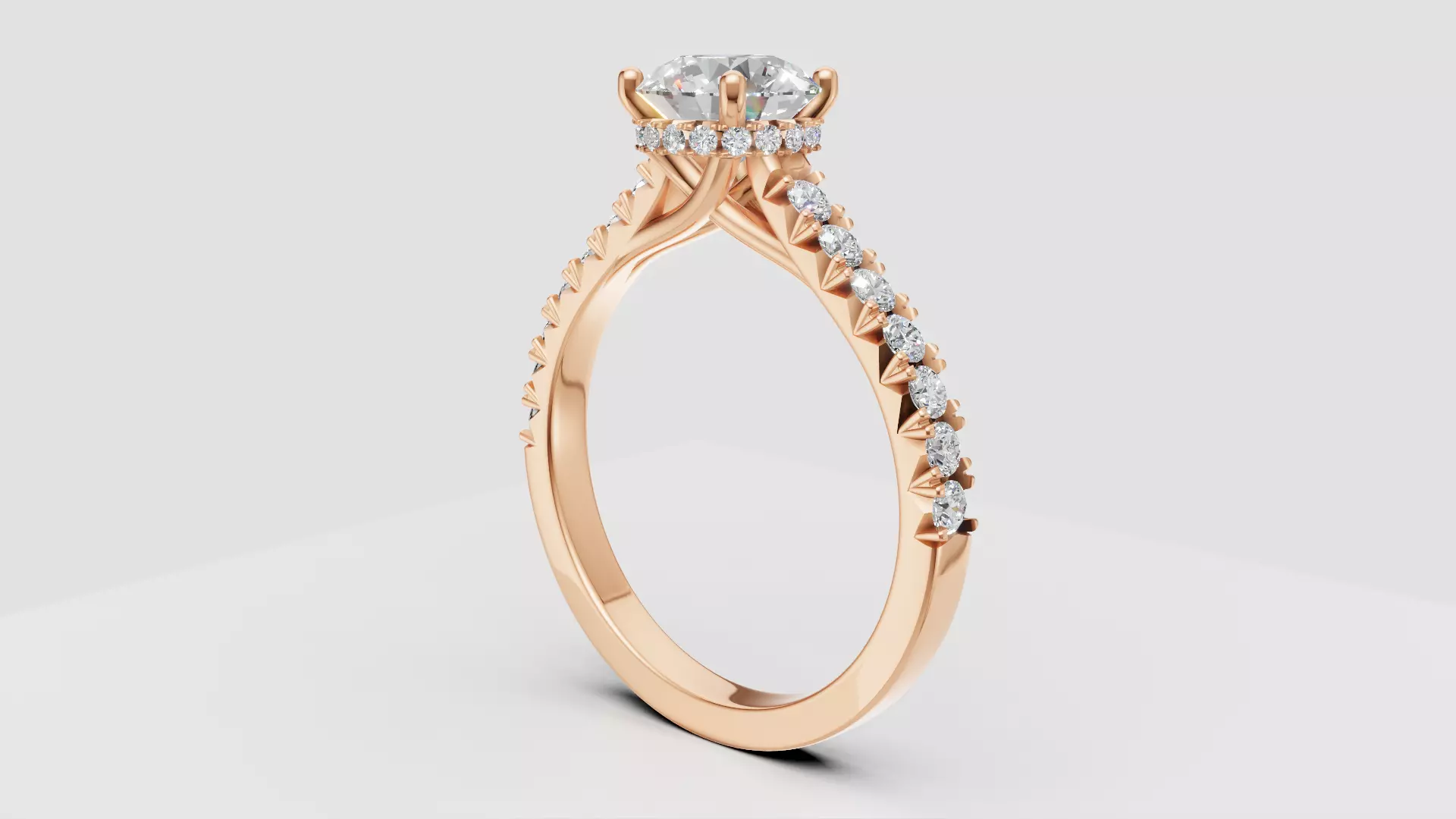 French Pave engagement ring 3D print model