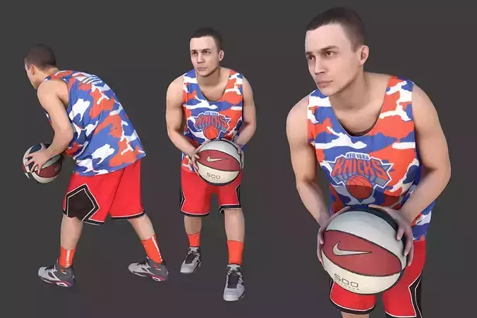 Basketball Player Holding the Ball Low-poly 3D model