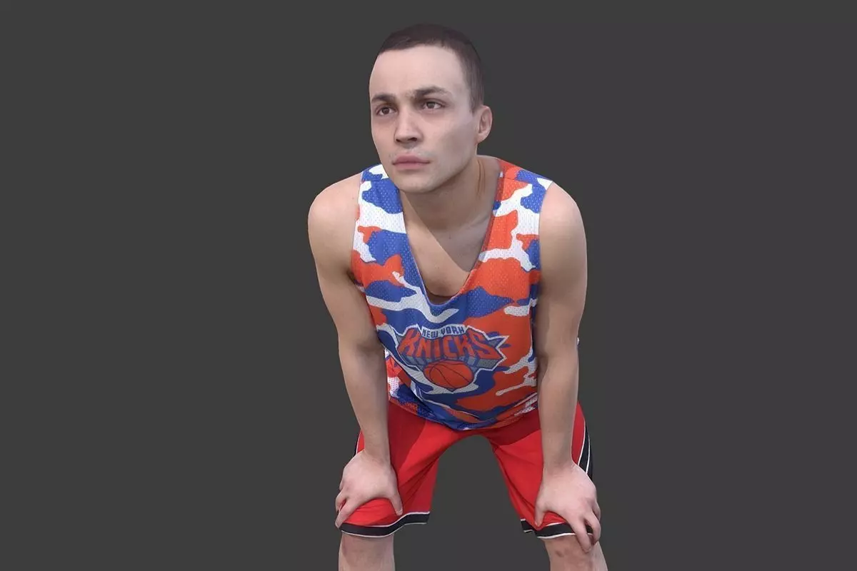 Basketball Player Posing Low-poly 3D model_0