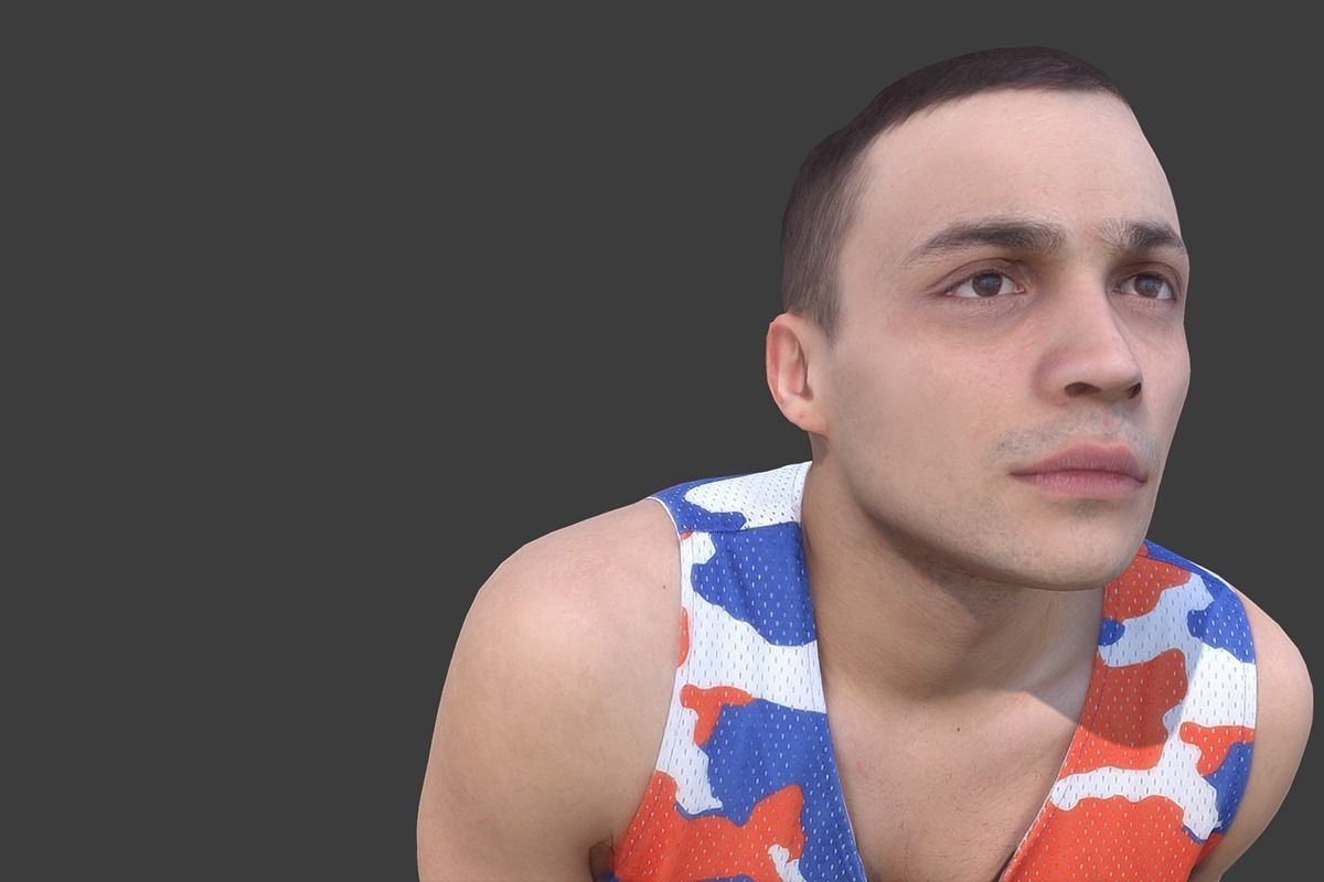 Basketball Player Posing Low-poly 3D model_1