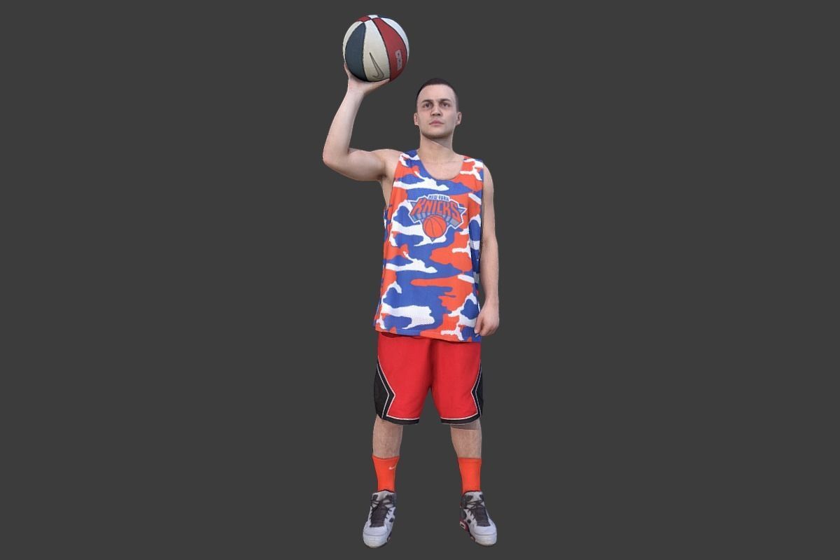 Basketball Player With a Ball Low-poly 3D model_5