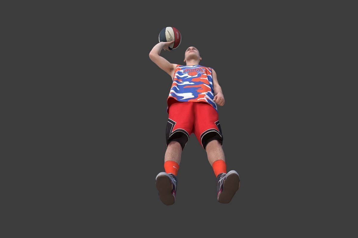 Basketball Player With a Ball Low-poly 3D model_10