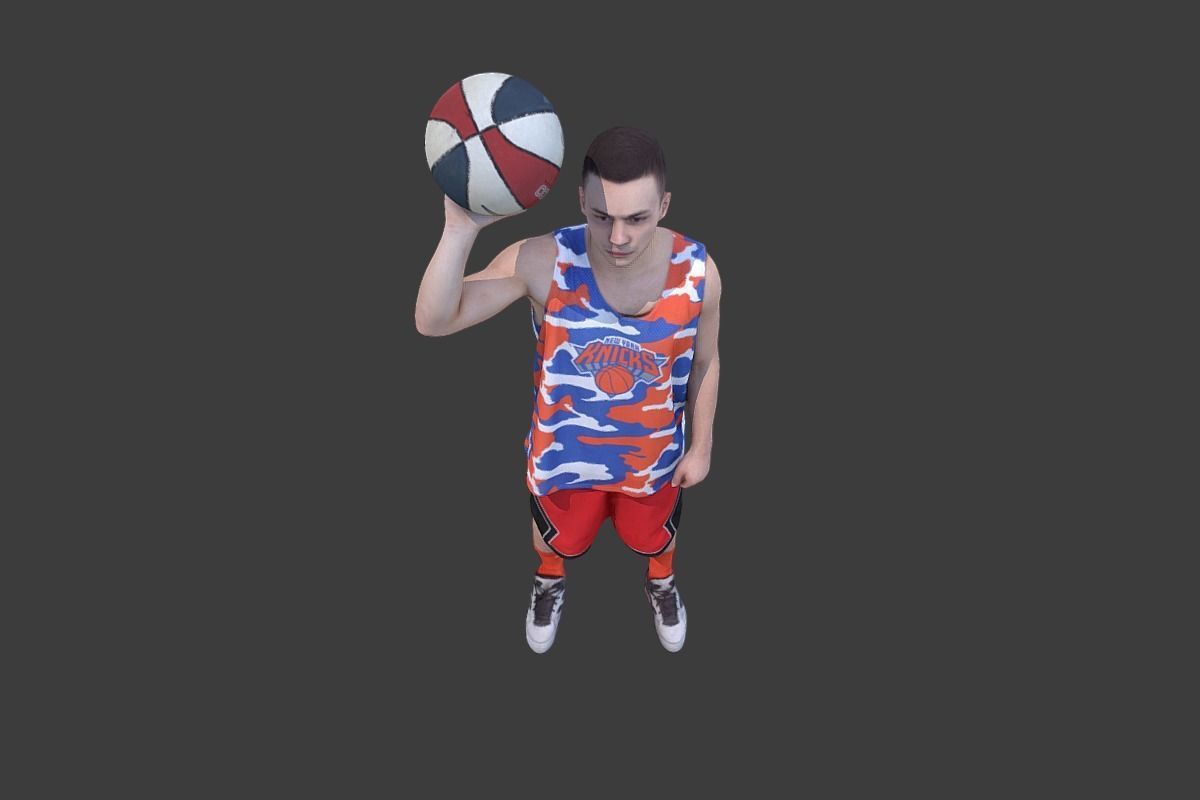 Basketball Player With a Ball Low-poly 3D model_8