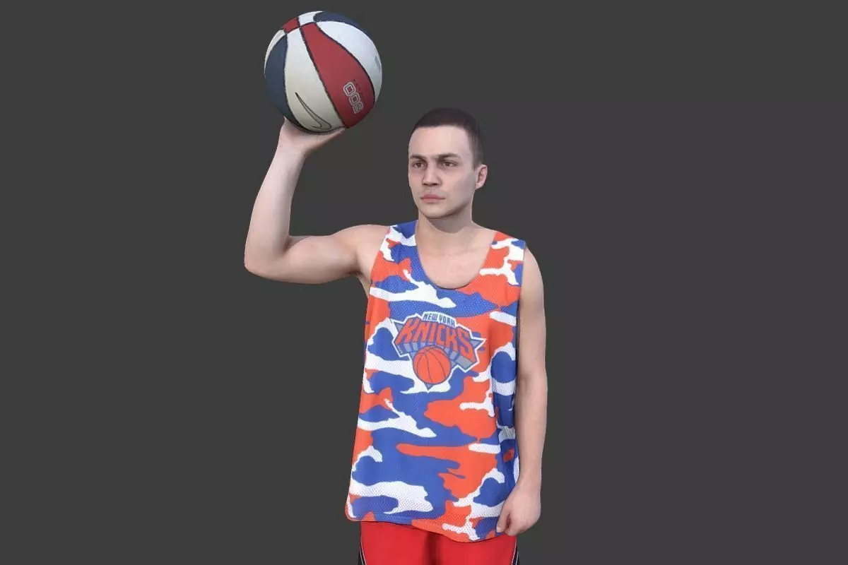 Basketball Player With a Ball Low-poly 3D model_0