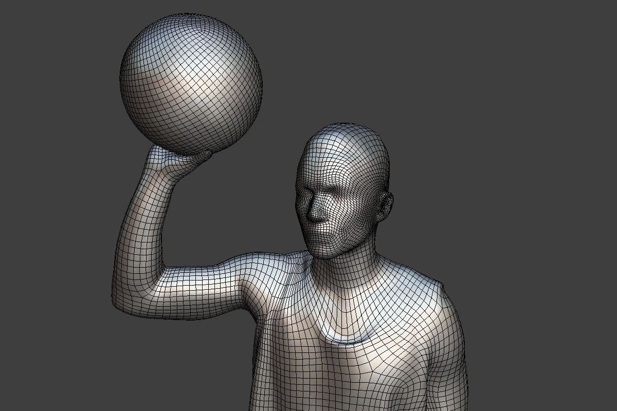 Basketball Player With a Ball Low-poly 3D model_4