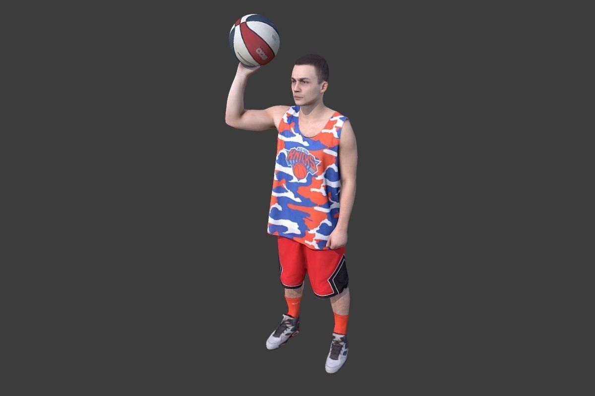 Basketball Player With a Ball Low-poly 3D model_7