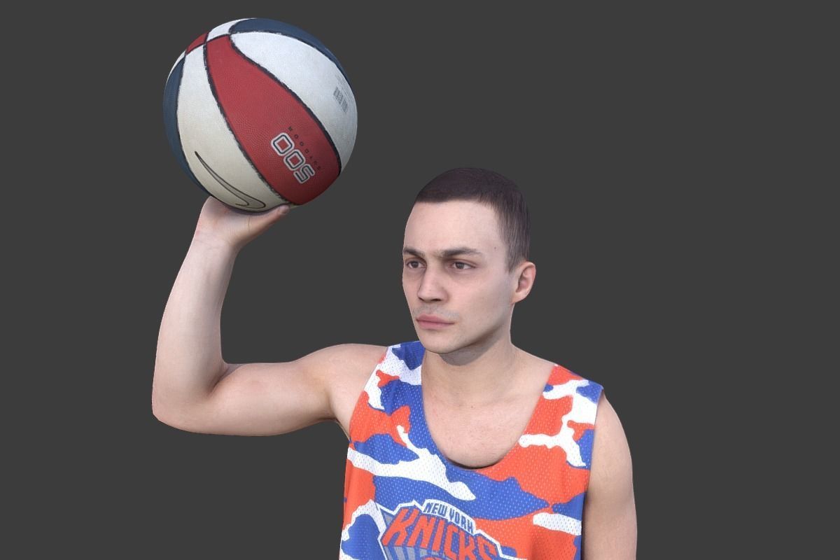 Basketball Player With a Ball Low-poly 3D model_2