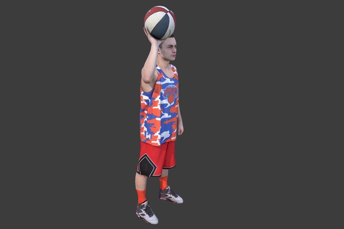 Basketball Player With a Ball Low-poly 3D model_6