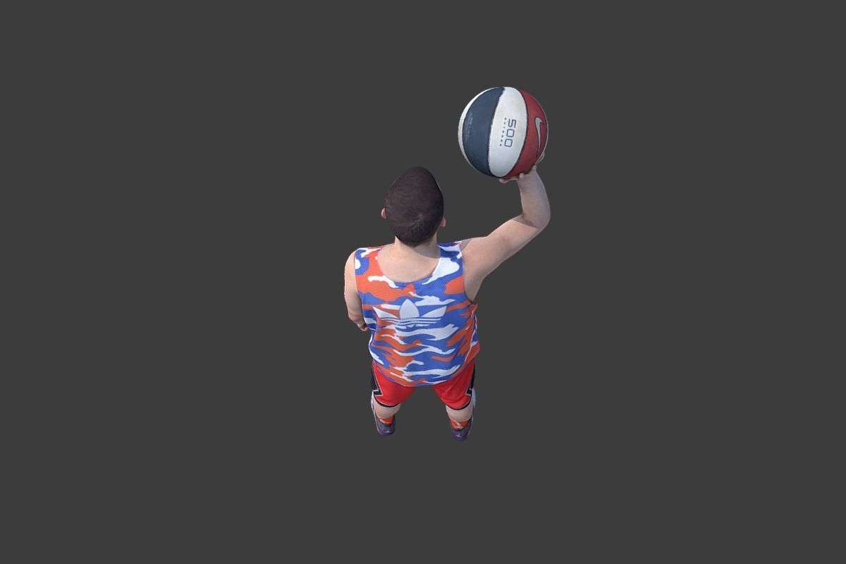Basketball Player With a Ball Low-poly 3D model_9
