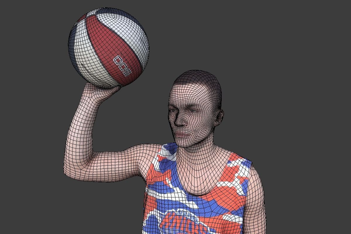 Basketball Player With a Ball Low-poly 3D model_3