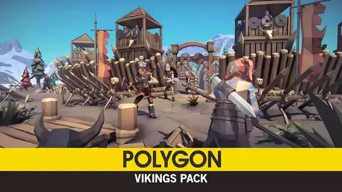 POLYGON - Vikings Pack Low-poly 3D model