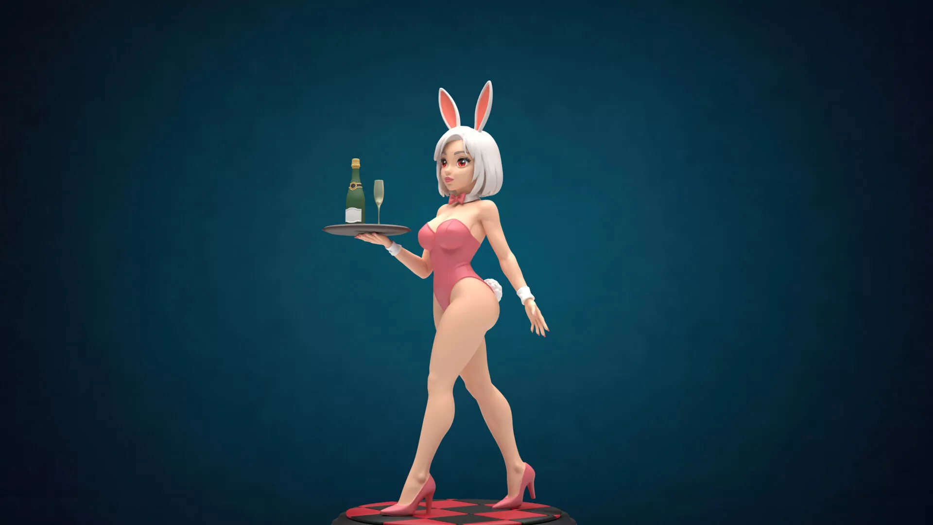 Stylized Bunny Waitress Figure 3D Printable Model 3D print model