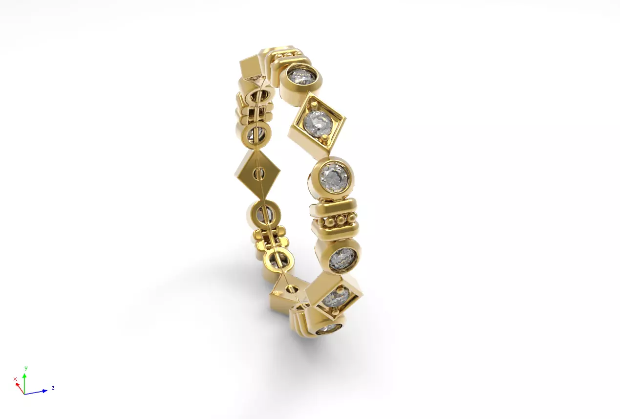 Aurora Mosaic Diamond Ring 3D print model