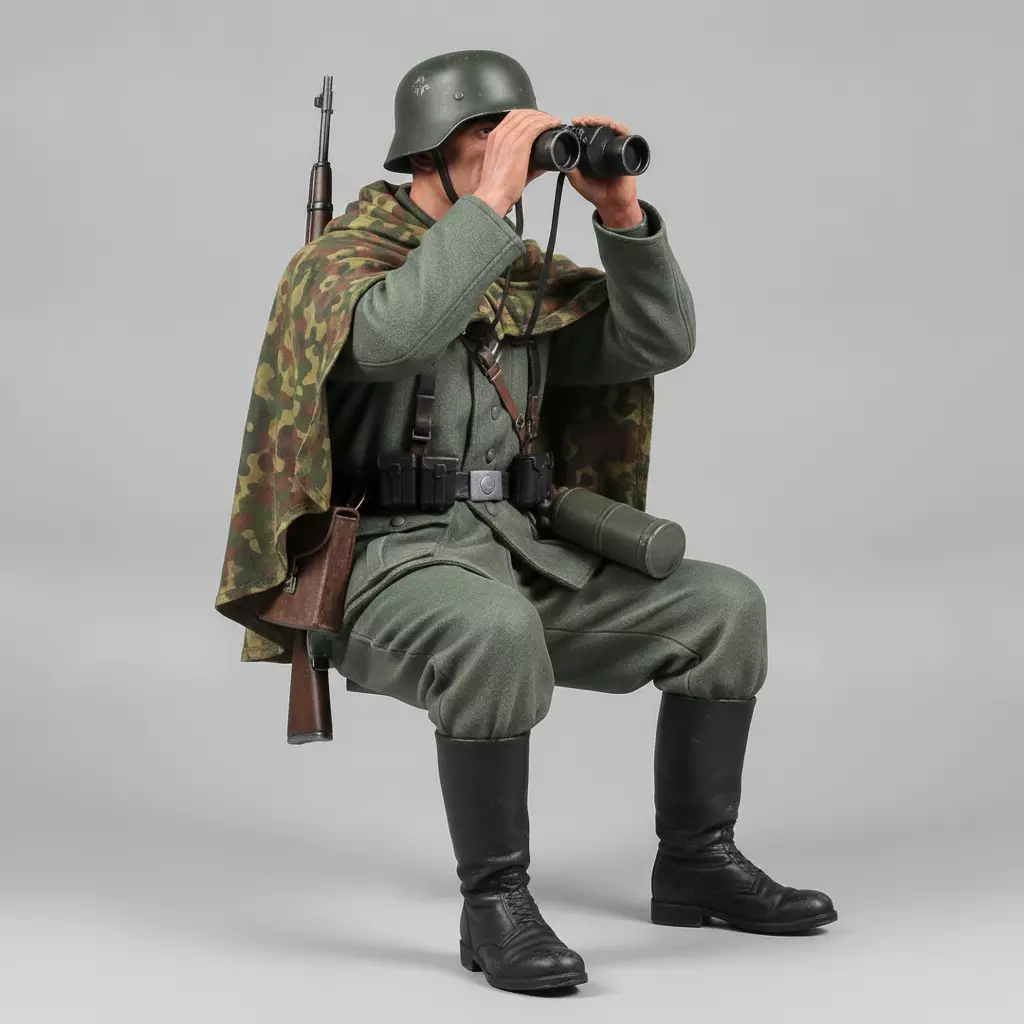 German WWII Soldier with Binoculars 3D print model
