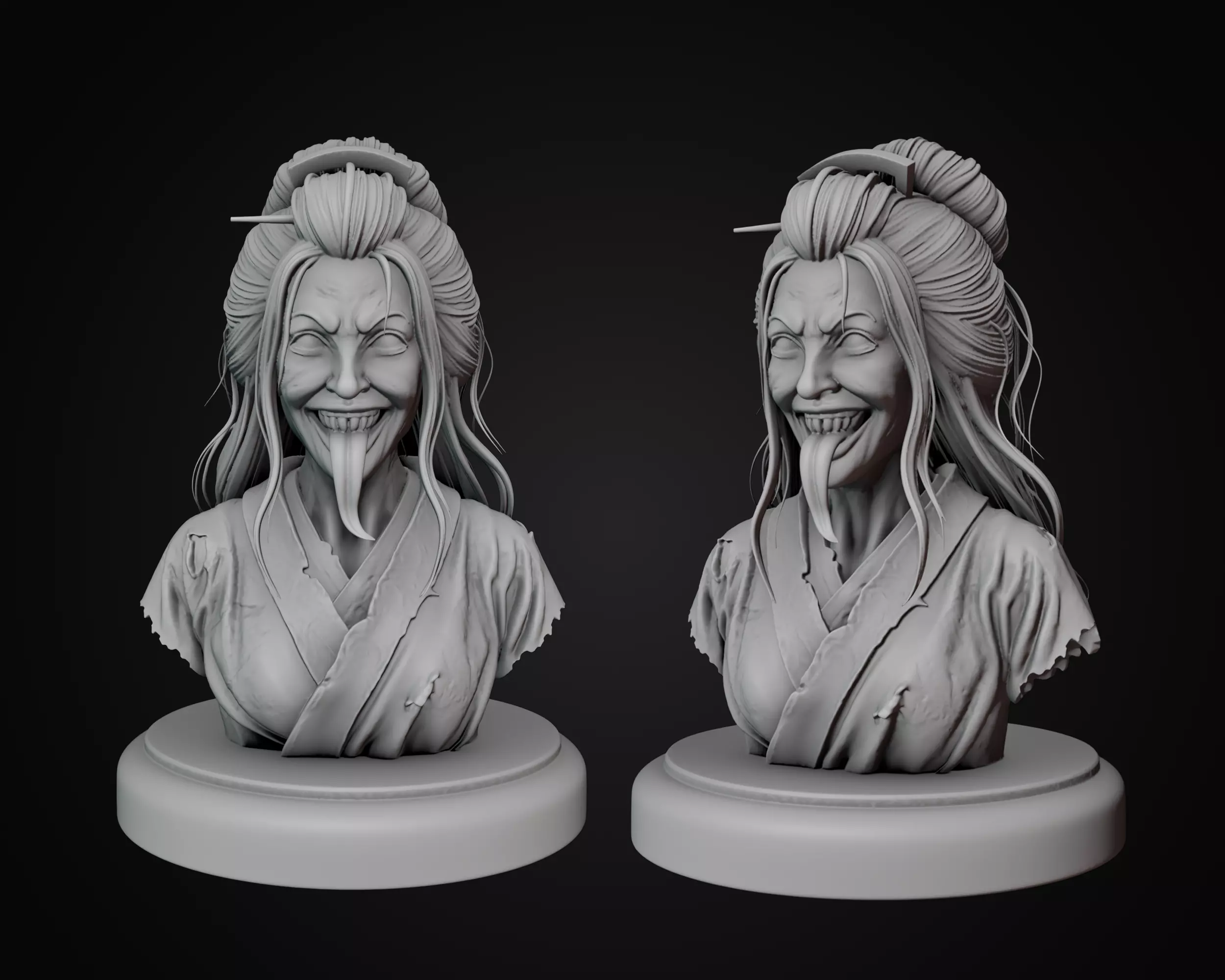 Japanese Yokai Female Bust STL - 3D PRINT 3D print model