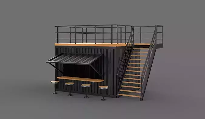 two story bar 01  3D model 6