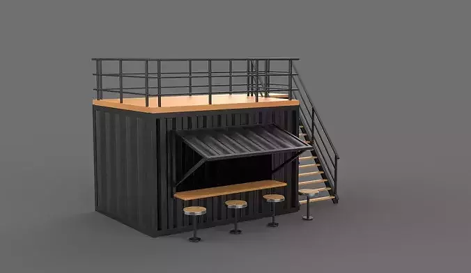 two story bar 01  3D model 4