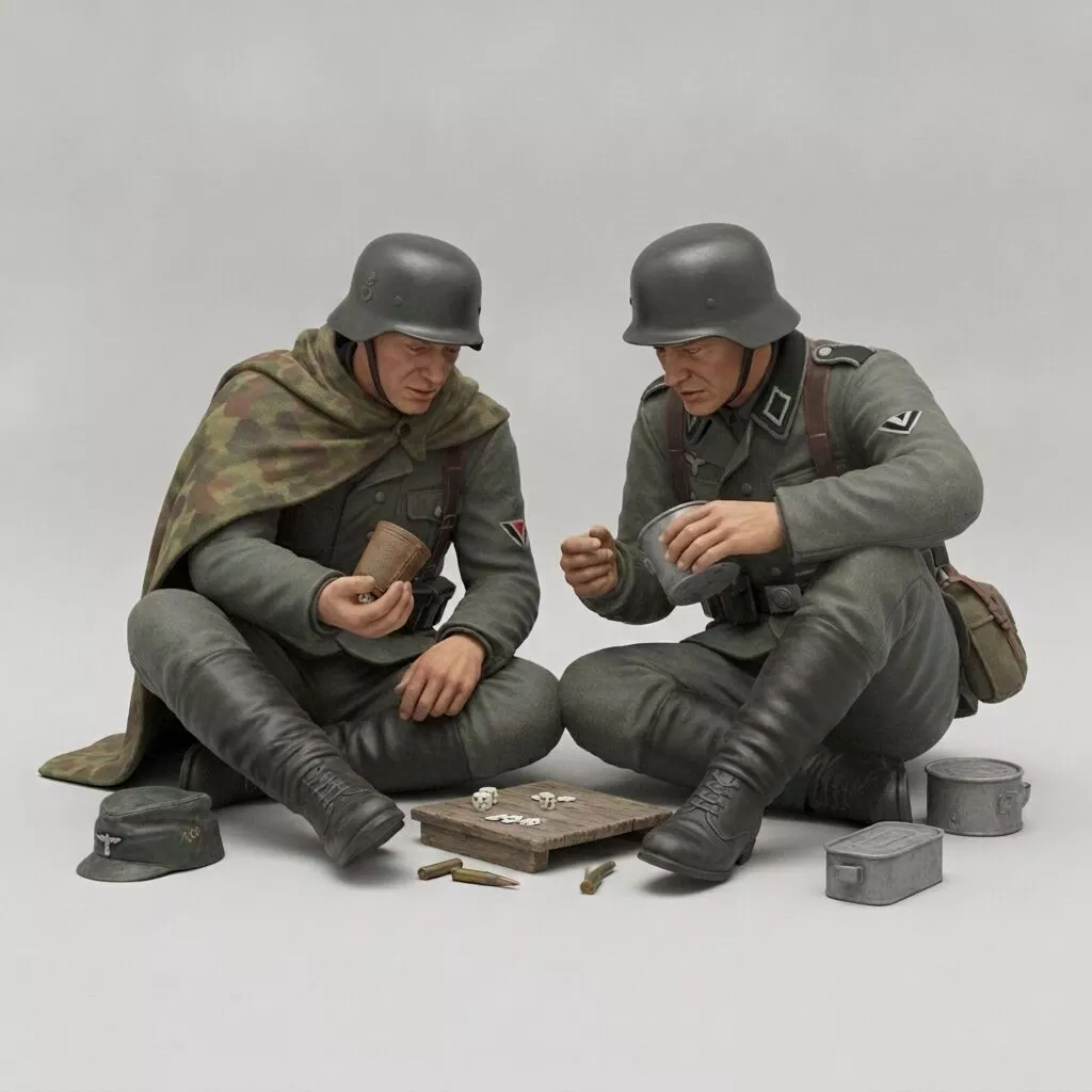 German WWII Soldiers Playing Dice 3D print model