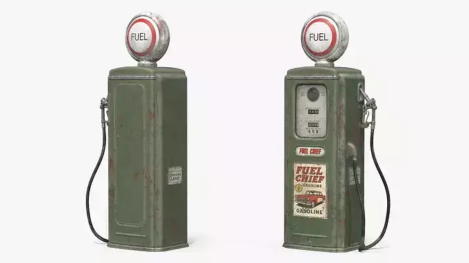 Vintage Rust Refueling Station Green Used 3D model