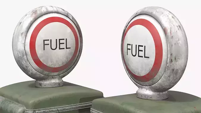 Vintage Rust Refueling Station Green Used 3D model 4