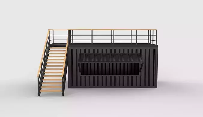 two story bar 3D model 2