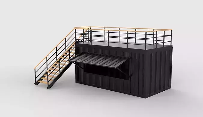 two story bar 3D model 4